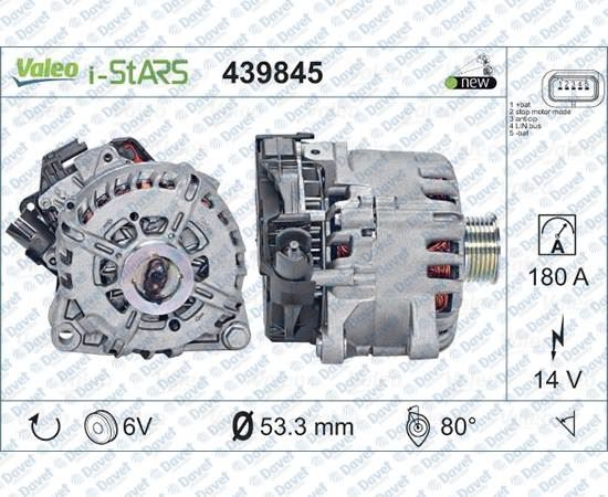VALEO 439845 Alternator Citroen C3 Ii 1.6 Hdi 09-16 Peugeot 208 1.6 Hdi 12-